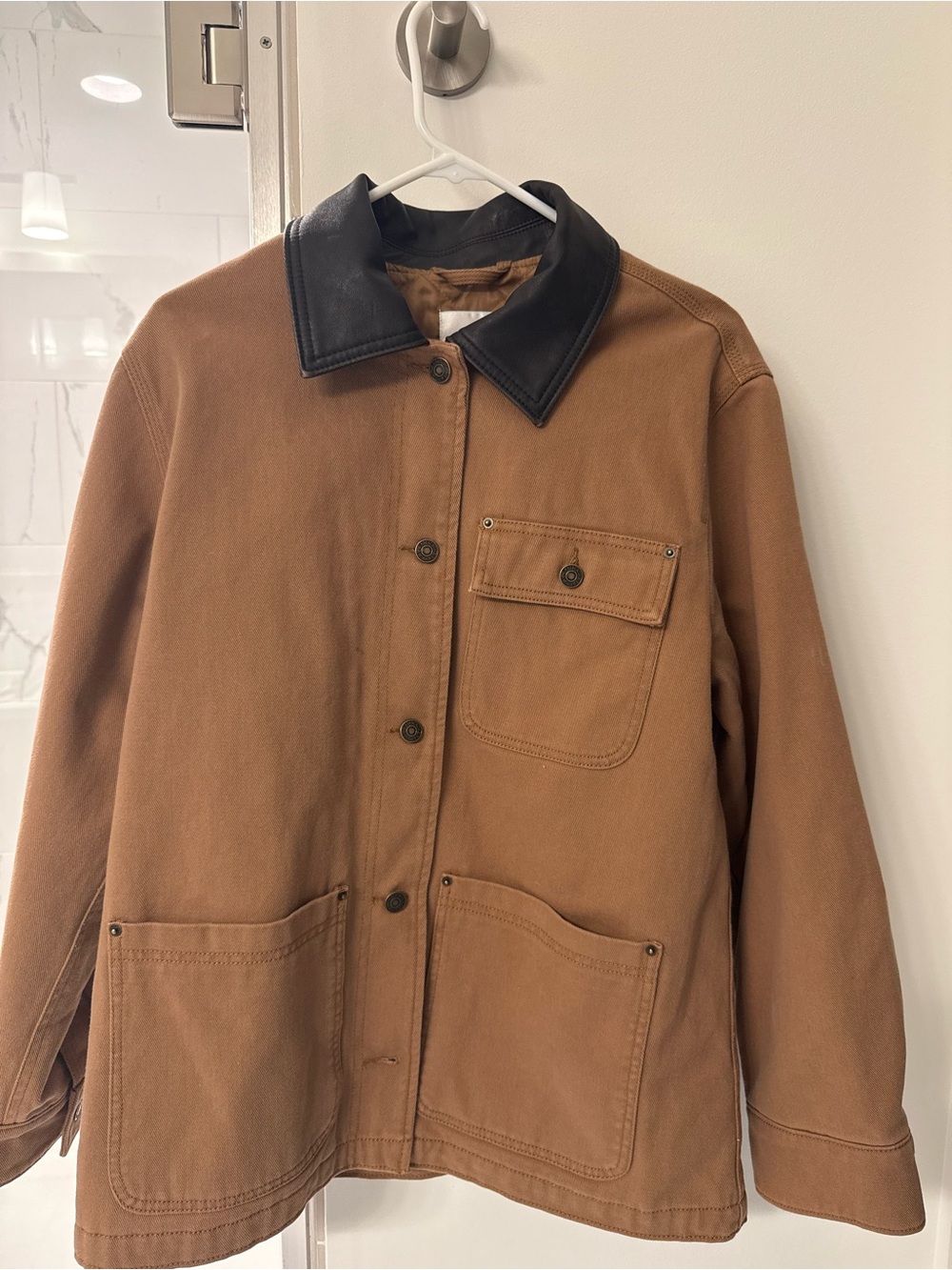 Abercrombie & Fitch Brown Work Jacket with Black Collar - Picture 2 of 2
